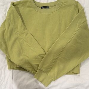 Zara Women's Lime Green Crew Neck Sweater
